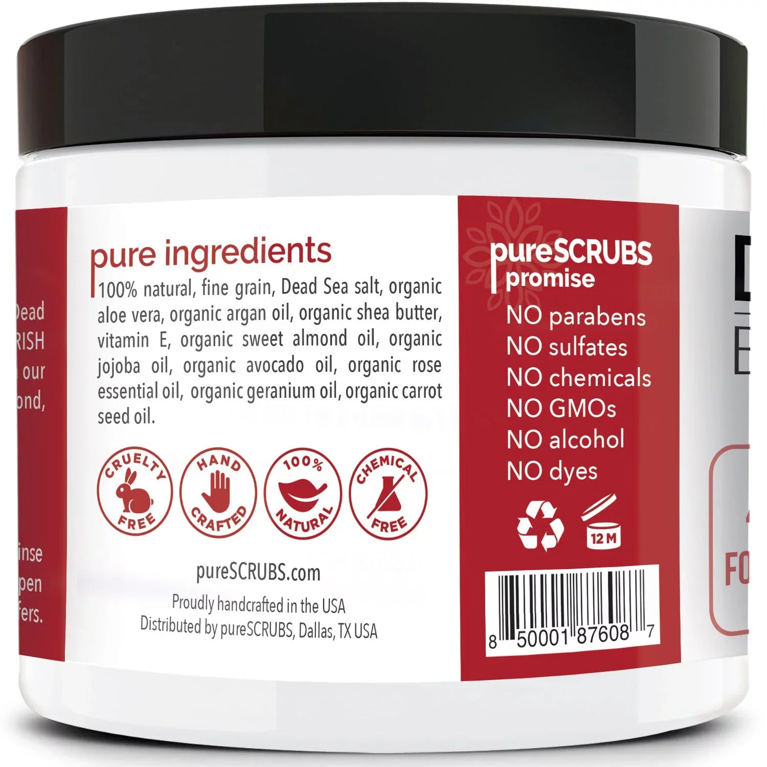 pureSCRUBS Premium Organic Body Scrub Set - Large 16oz ROSE BODY SCRUB - Pure Dead Sea Salt Refurbished Organic Essential Oils & Nutrients + FREE Wooden Spoon, Loofah & Mini Organic Exfoliating Bar Soap