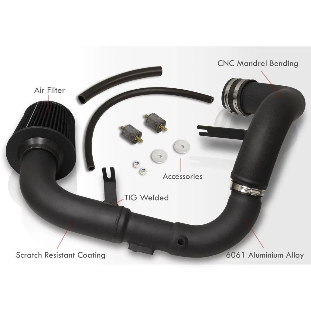AJP Distributors JDM Cold Air Intake CAI Induction System Black Aluminum Piping Tube + Filter Compatible/Replacement For Honda Civic DX LX EX 1.8L L4 2006 2007 2008 2009 2010 2011 06 07 08 09 10 11