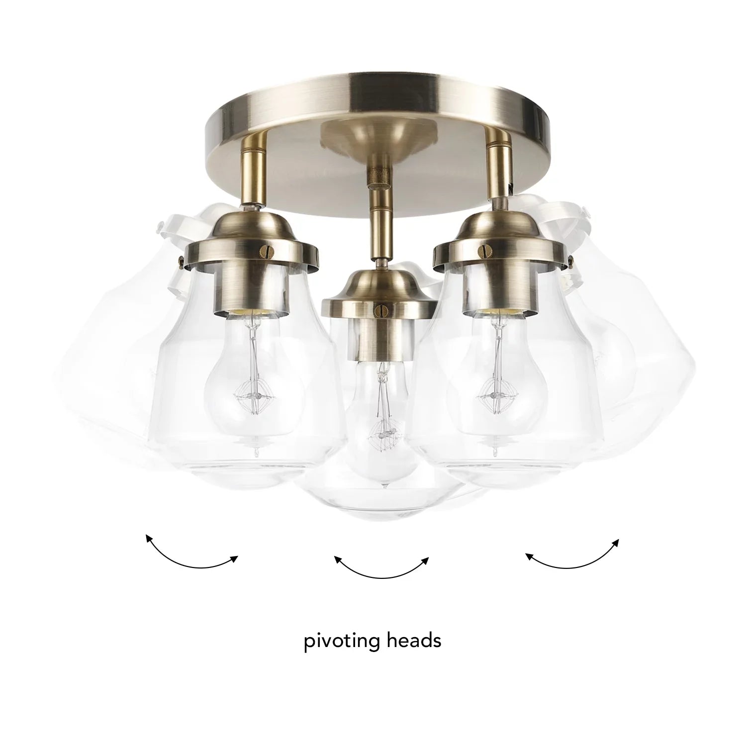 Globe Electric Gerard 3-Light Antique Brass Track Lighting Canopy Light with Clear Glass Shades, Bulbs Included, 59761
