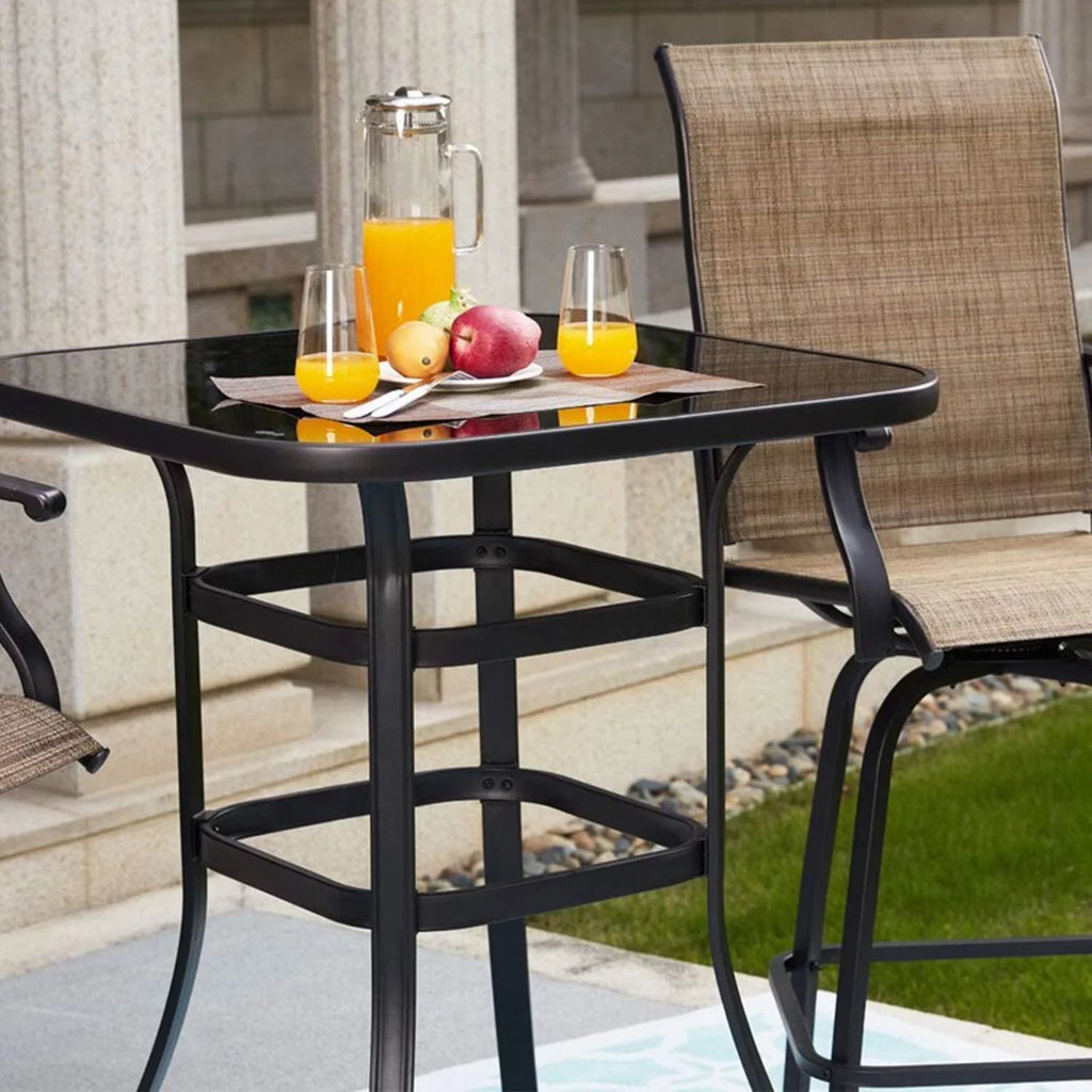 Abigail Elegant Designed With Still Frame Tempered Glass Bar Table