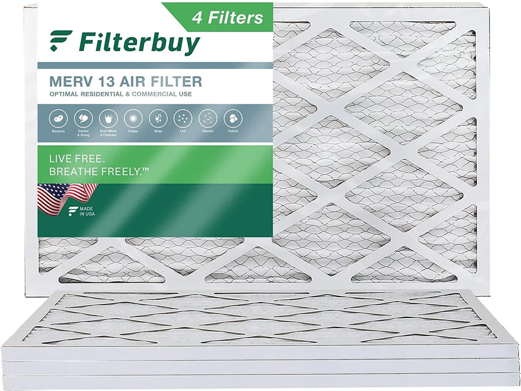 Filterbuy 14x24x1 MERV 13 Pleated HVAC AC Furnace Air Filters (4-Pack)