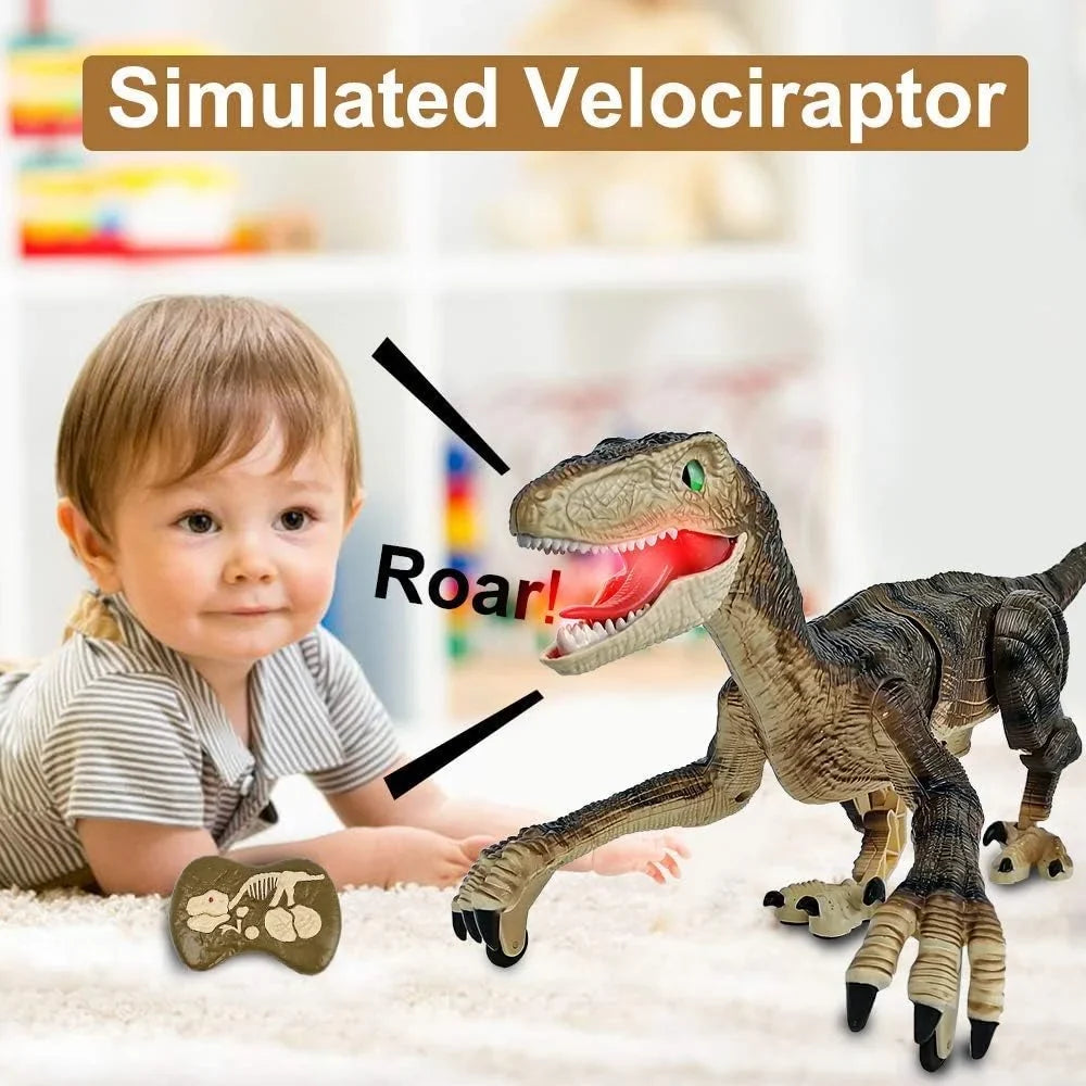 Remote Control Dinosaur Toys with Light up 3D Eyes, Shaking Head, Roaring Sounds, Walking Dinosaur Toy Gift for Kids Age 3-12 Years