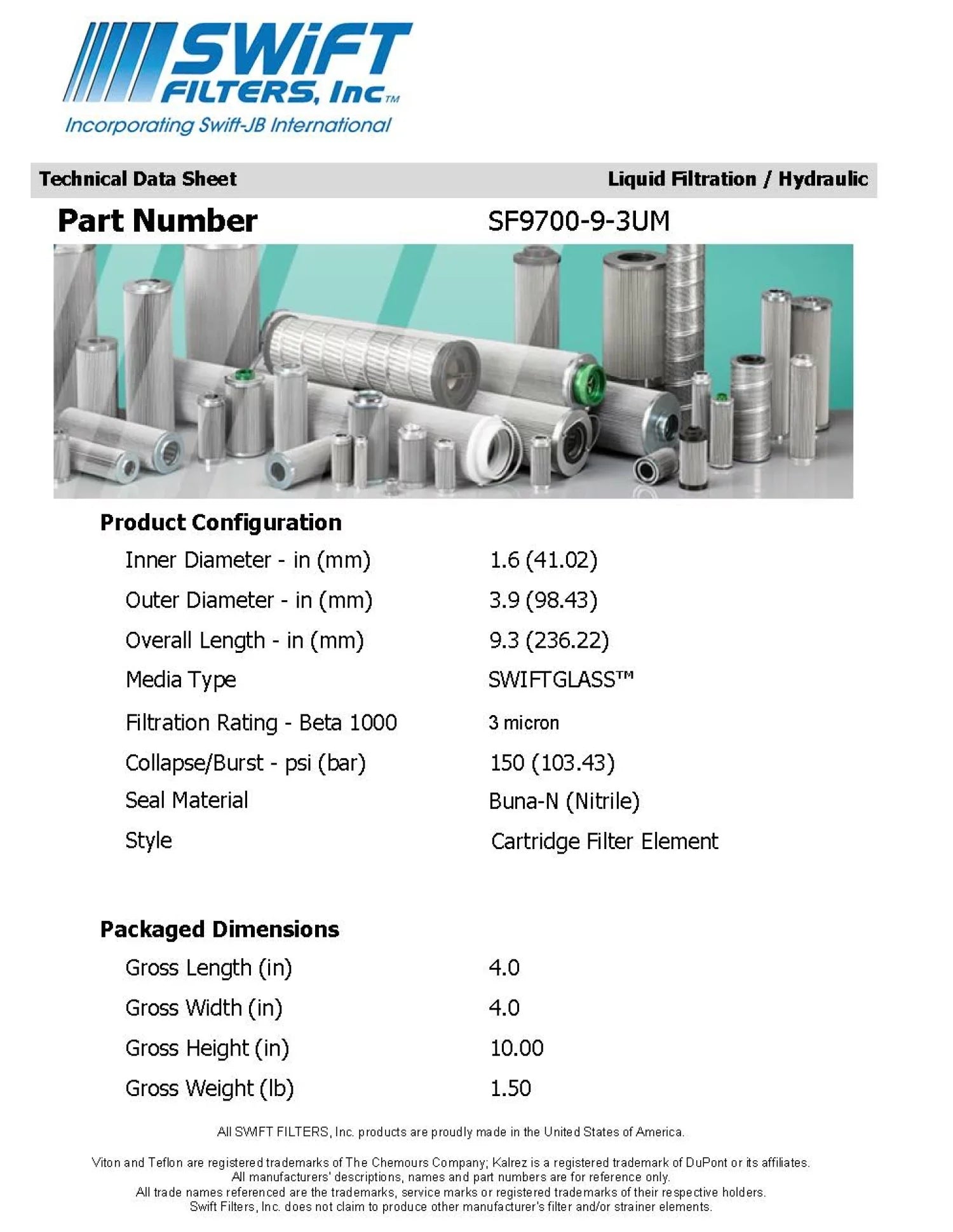 Direct Interchange for FLEETGUARD HF30491 Cartridge Filter Element Microglass 3 Micron