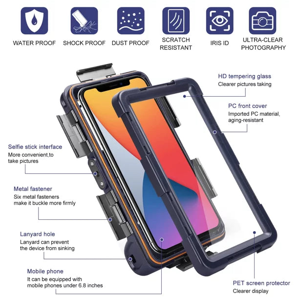 UrbanX Professional [15m/50ft] Swimming Diving Surfing Snorkeling Photo Video Liquid Protective Case Liquid Housing for Galaxy A7 (2017) And all Phones Up to 6.9 Inch LCD with Lanyard