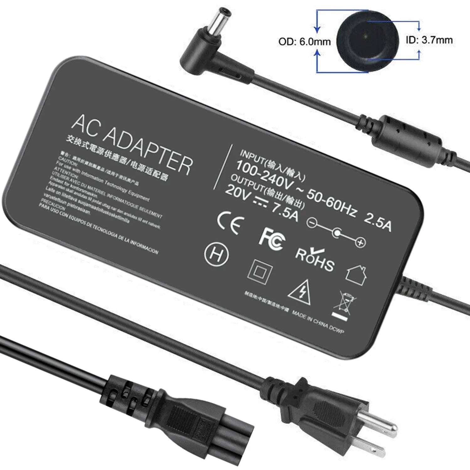 SKKSource 150W 20V 7.5A AC Adapter Charger Compatible with TUF Gaming F15 FX506LH-HN236W Power Supply
