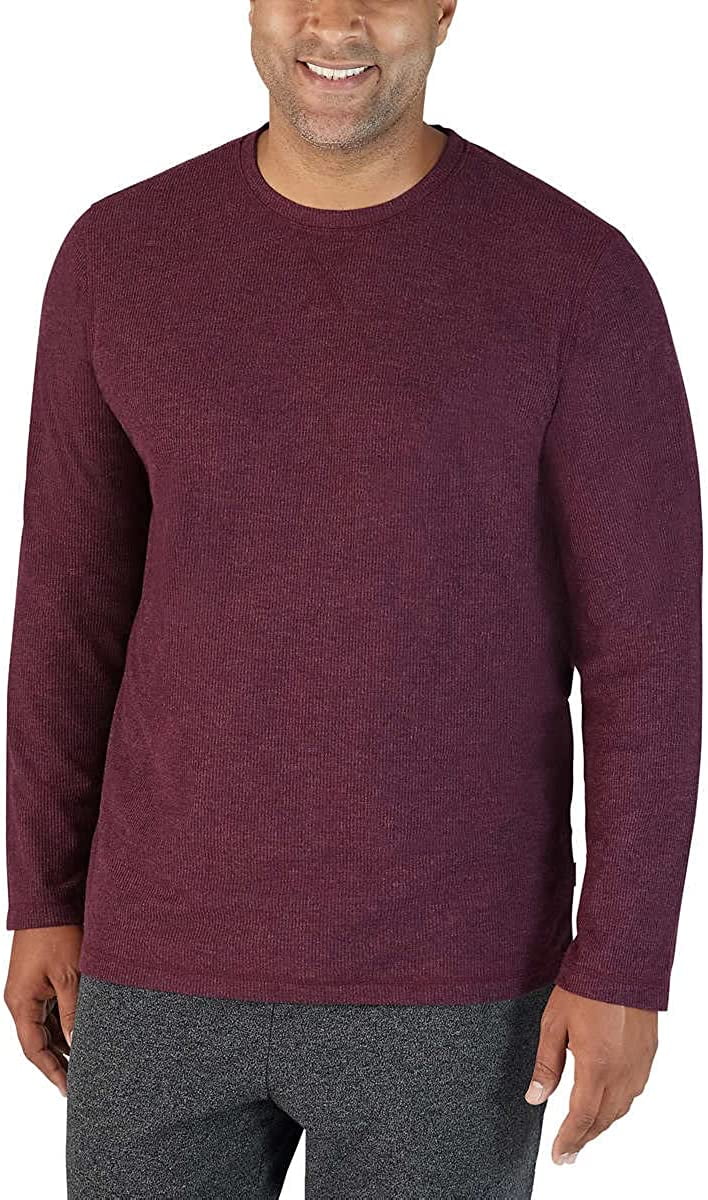 Eddie Bauer Men's 2-Piece Pajama PJ Sleep Lounge Set ((burgundy top / charcoal gray bottom, Medium)