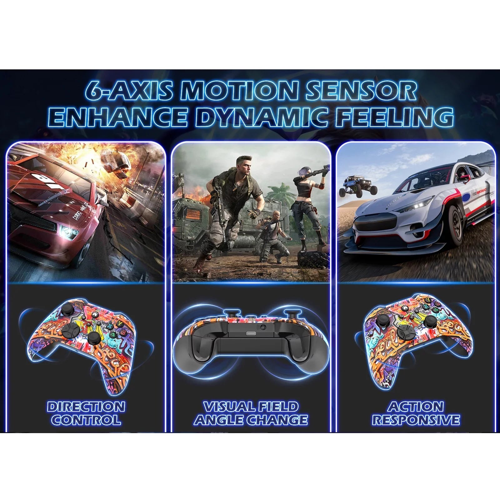 Bonadget 32Ft Wireless Xbox One Controller,Graffiti Custom Xbox Controller Built-in Dual Vibration and 3.5mm Audio Jack with TURBO Function - Compatible with Xbox One S/X/Xbox Series X/S/Window PC