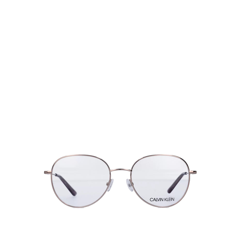 Calvin Klein Women's Round Eyeglasses, CK19130G, Rose Gold, 52-18-140, with Case