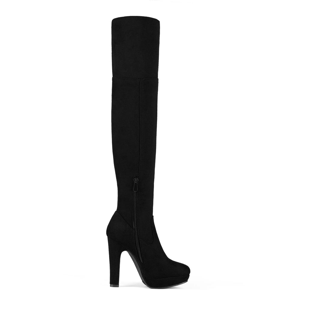 DREAM PAIRS Women's Fashion Thigh High Chunky Heel Platform Over The Knee Boots HIGHPLAT BLACK Size 7.5