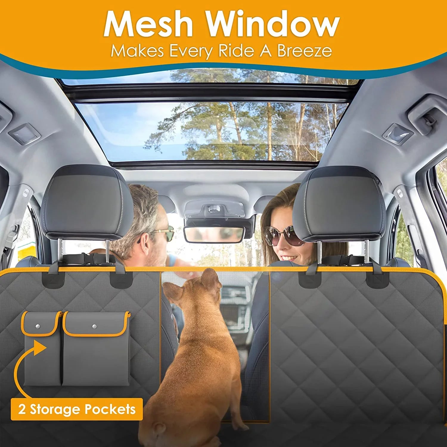 PAWBEE Dog Car Seat Cover – Nonslip & Scratchproof Dog Seat Covers for Cars – Liquid Car Seat Covers for Dogs with Bonus Car Seat Belt – SUV, Trucks & Car Hammock for Dogs with Front Mesh Window