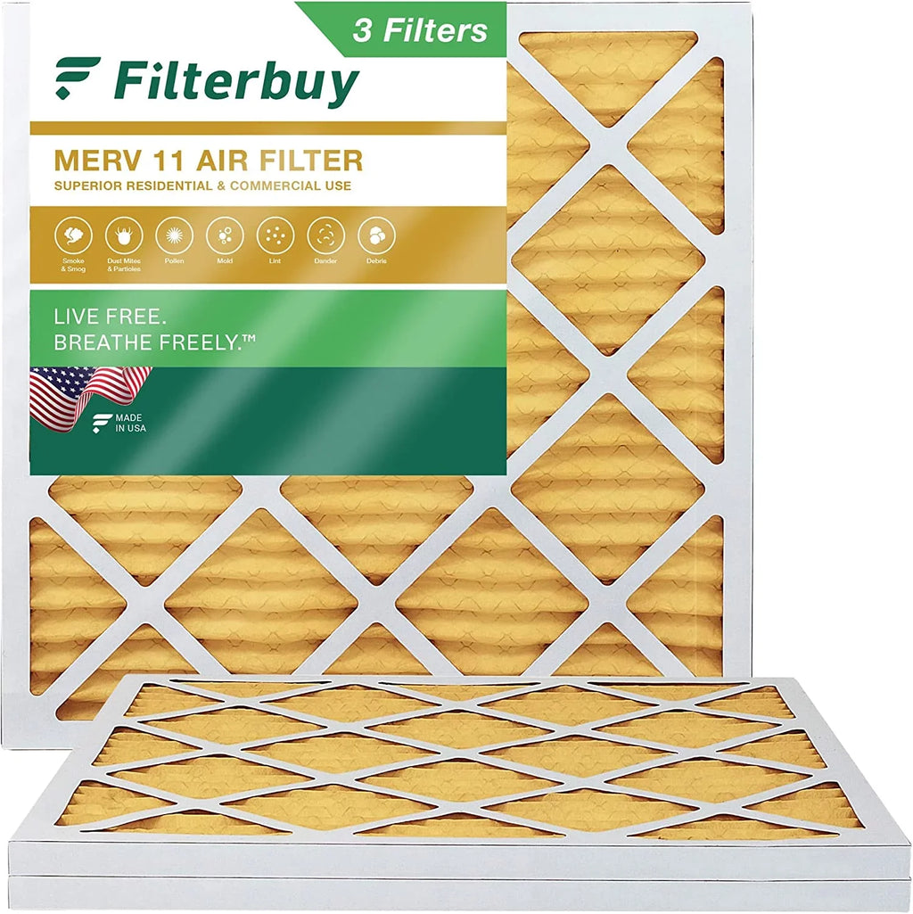 Filterbuy 20x20x1 MERV 11 Pleated HVAC AC Furnace Air Filters (3-Pack)