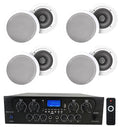 Rockville RPA40BT 4-Room Home Audio Kit Receiver+(8) 8" White Ceiling Speakers