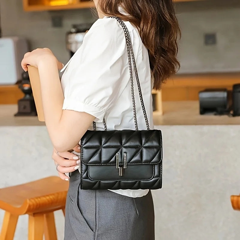 MICHROE Quilted Crossbody Women‘s Bag PU Leather Chic Lightweight Luxury Argyle Pattern Shoulder Purse With Chain Strap