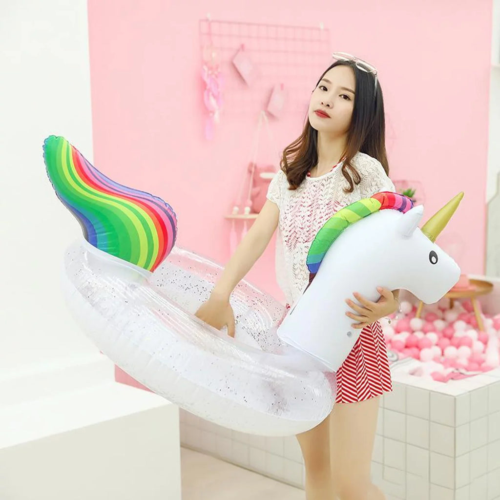 Pool Float Floatie Ride On with Fast Valves Large Rideable Blow Up Summer Beach Swimming Pool Party Lounge Raft Decorations Toys Kids Adults (48 inch)