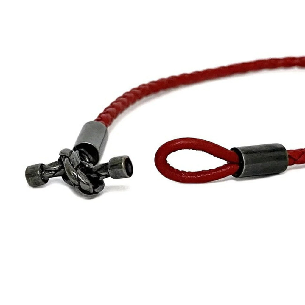 Pre-Owned Bottega Veneta Ec-14210 Leather,Silver 925 Charm Bracelet Red Color (Like New)