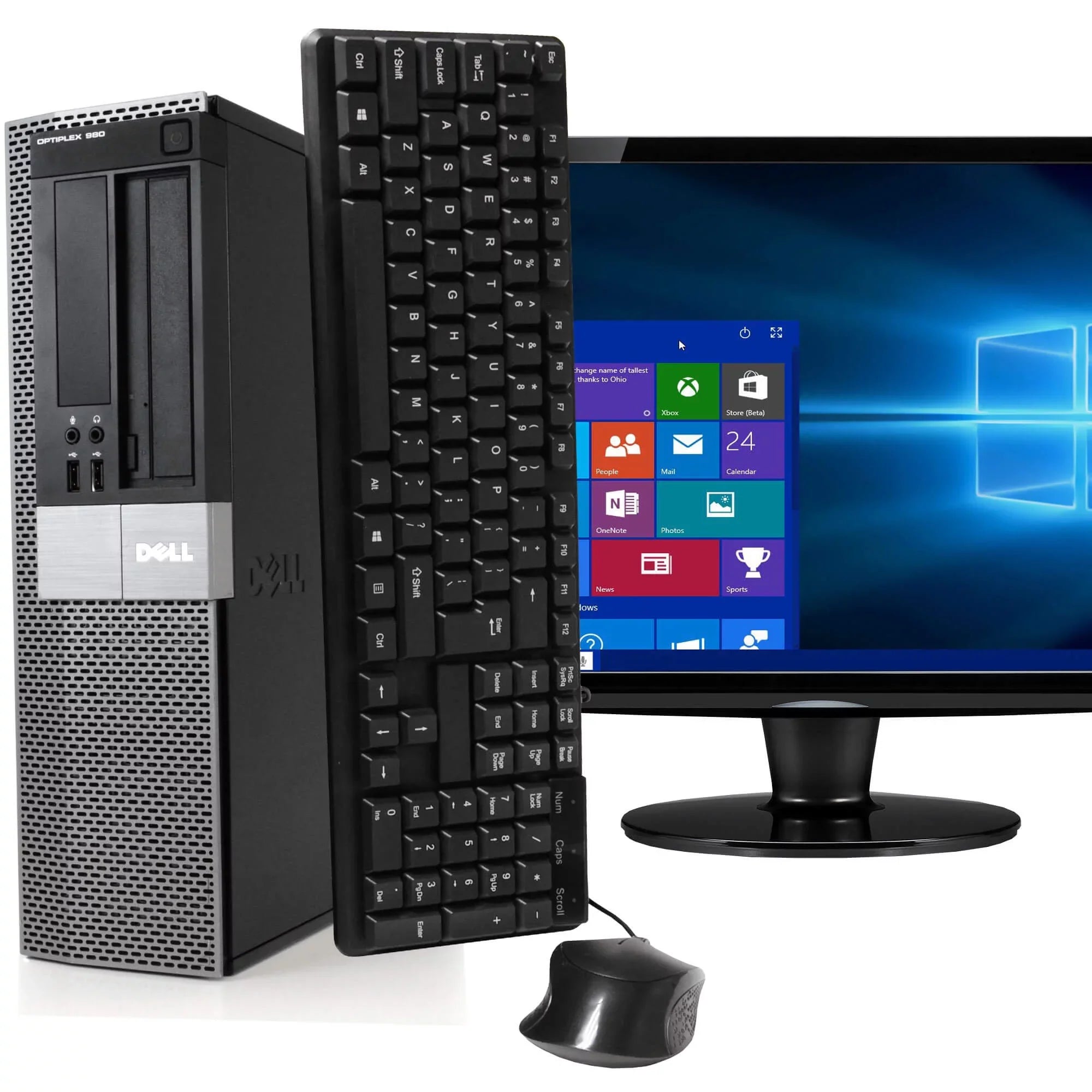 Optiplex 980 Desktop Computer PC, Dual-Core i5, 250GB HDD, 4GB DDR3 RAM, Windows 10 Home, DVD, WIFI, 19in Monitor, USB Keyboard and Mouse Second-hand - Like New)