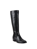 BAR III Womens Black Stretch Gore Studded Padded Vayla Round Toe Block Heel Zip-Up Riding Boot 9.5 M