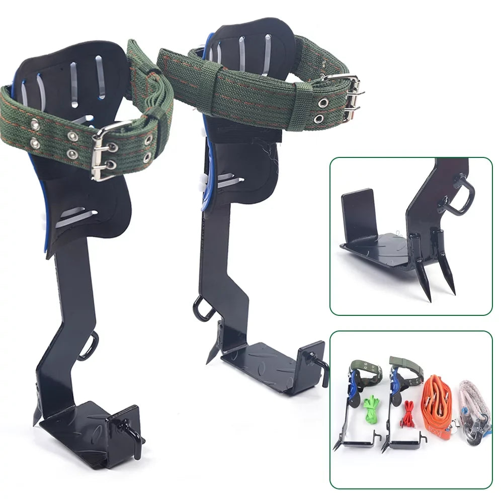 Tree Climbing Spikes Set 2 Gears with Adjustable Safety Harness Belt Straps, Tree Pole Climbing Shoes Tool for Picking Fruit, Hunting Observation, Indoor Climbing and Sports