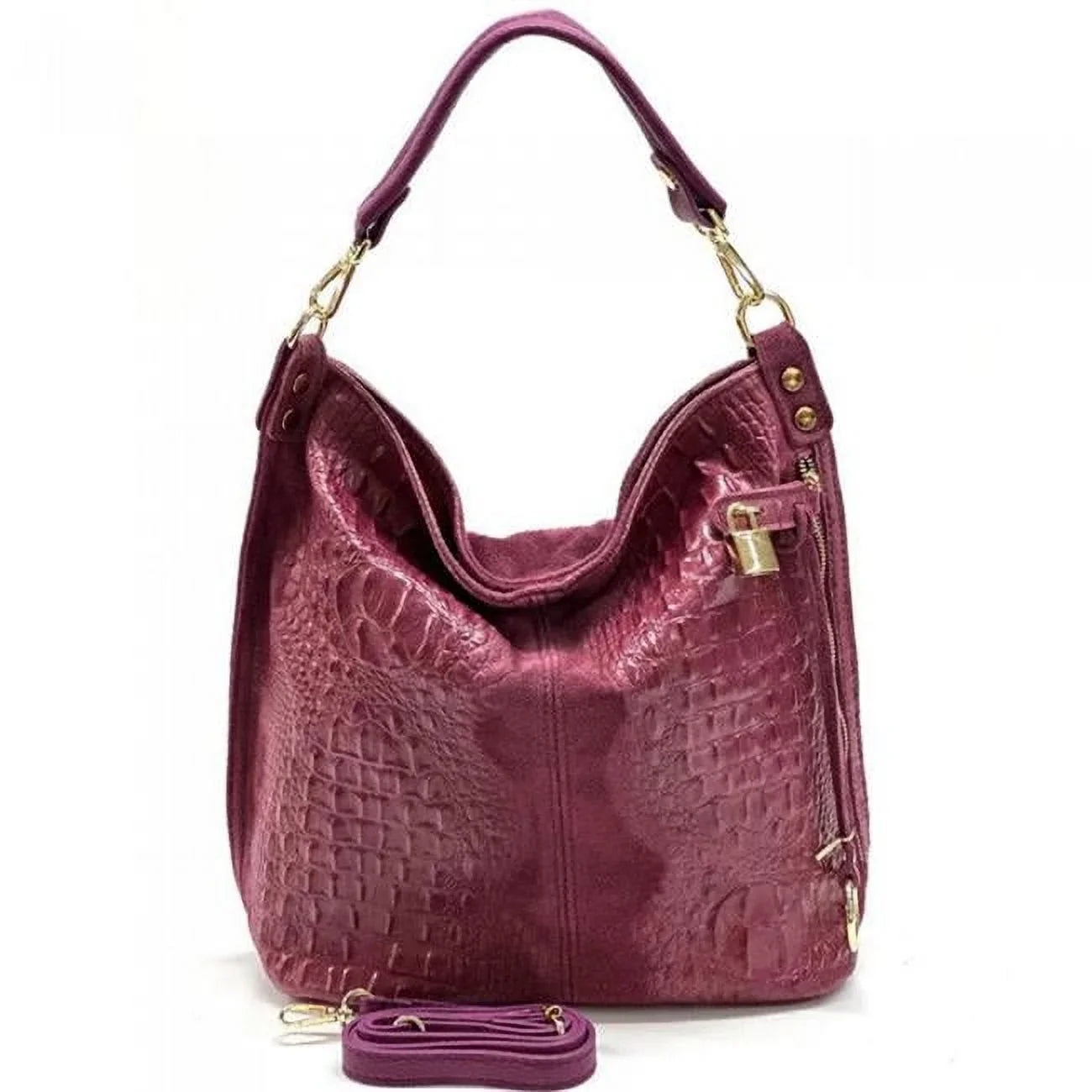 Italian Artisan Celine Handcrafted Leather Shoulder Hobo Handbag, Fuchsia