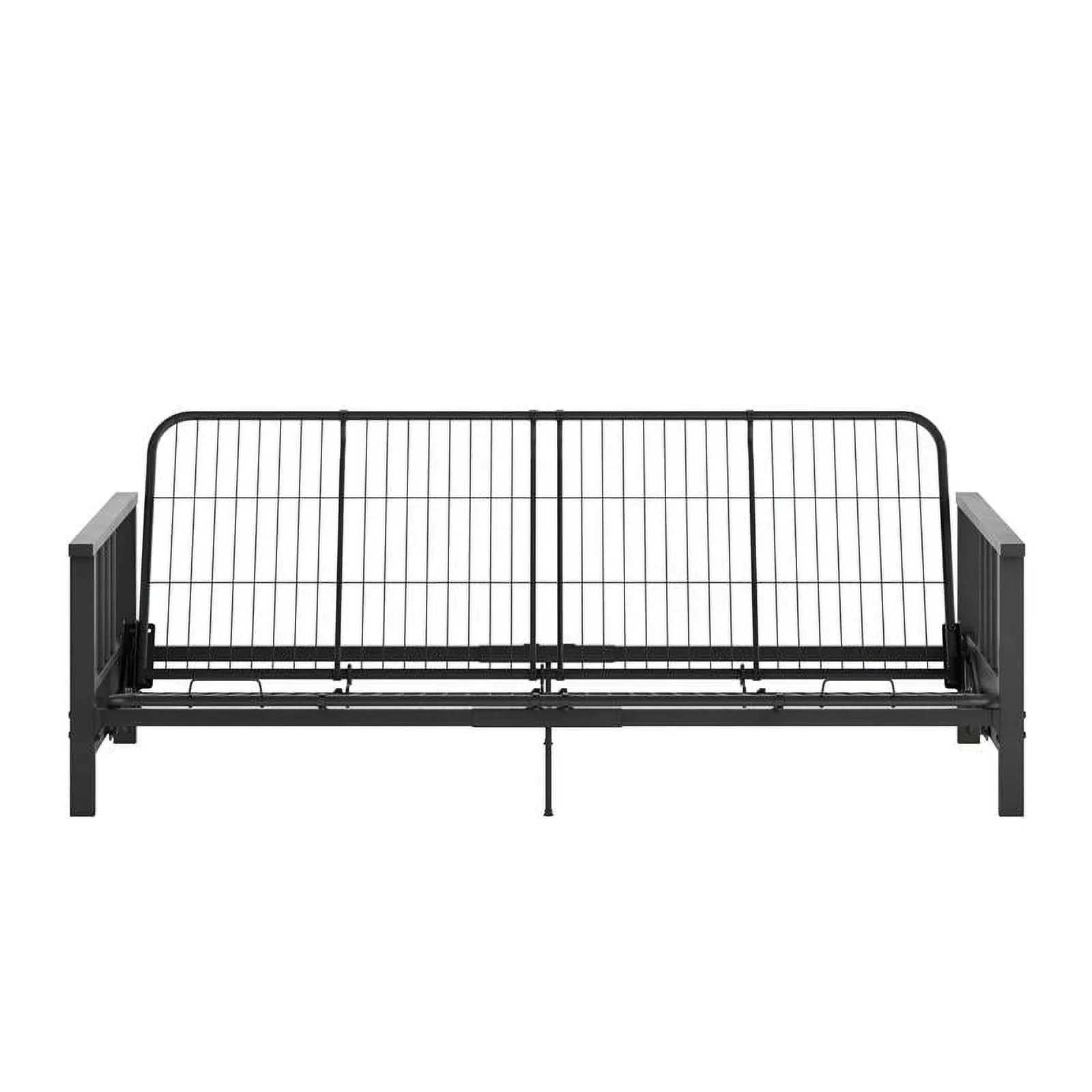 DHP Tallie Full Metal Arm Futon with 6" Thermobonded Black Microfiber Mattress