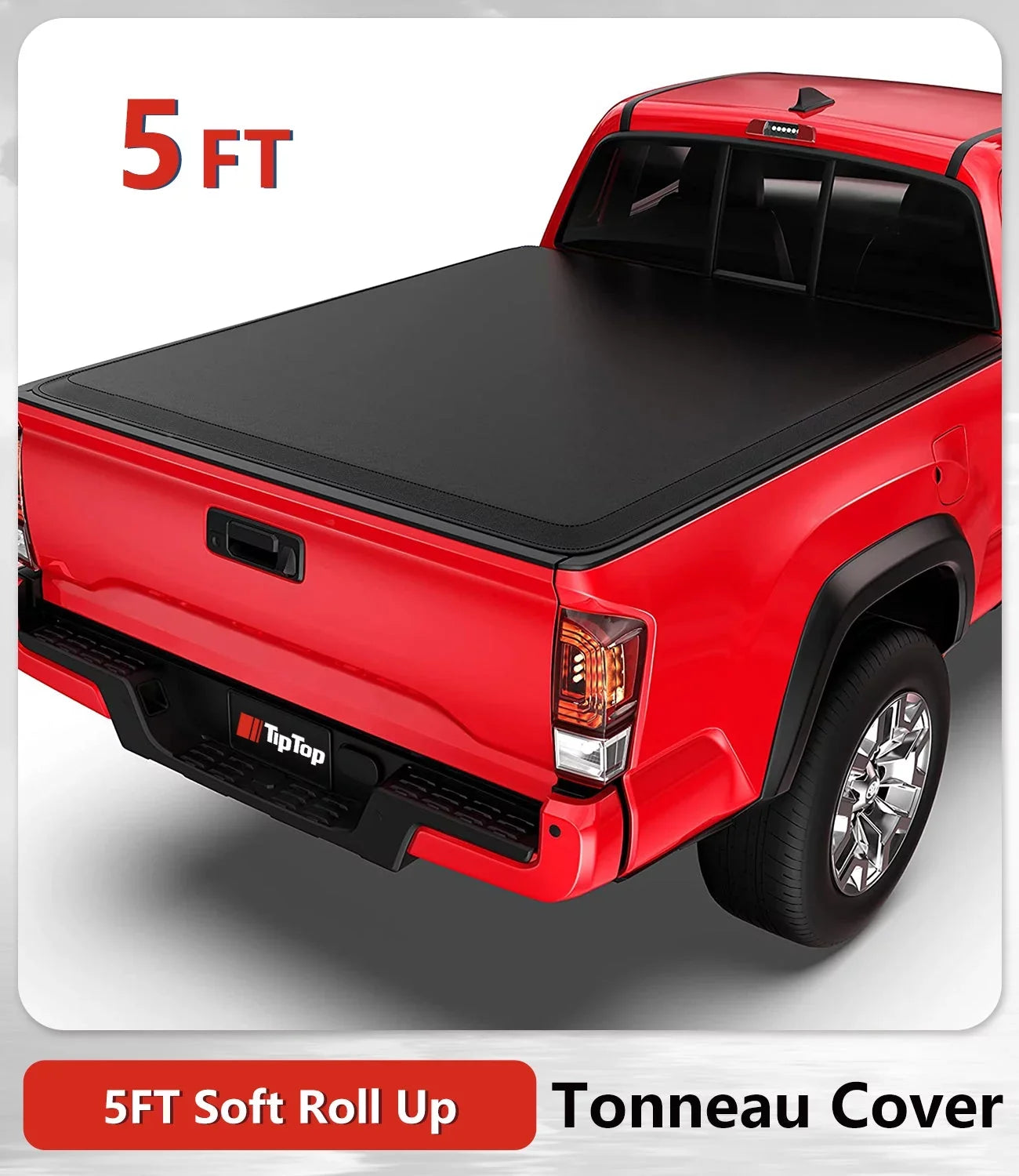 TIPTOP Soft Roll-Up Tonneau Cover Truck Bed For 2016-2023 Toyota Tacoma 5-ft Bed (60.5") | TP1 |For Models With or Without The Deck Rail System|