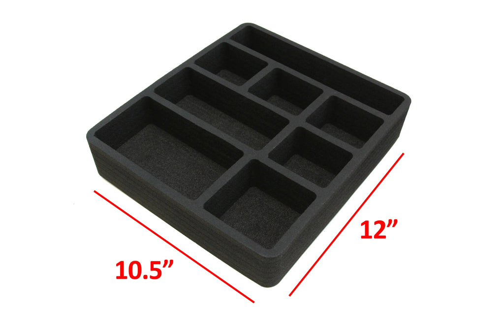 Polar Whale 4 Piece Desk Drawer Organizers Tray Non-Slip Liquid Insert for Office Home Shop Garage 12 X 10.5 X 2 Inches Black 8 Compartments Extra Deep Set of 4