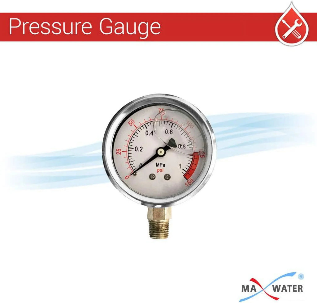 1 Pack 10" BB Blue Whole House System Filter Housing 1" NPT Brass Ports W/Pressure Release, Pressure Gauge, Wrench Bracket