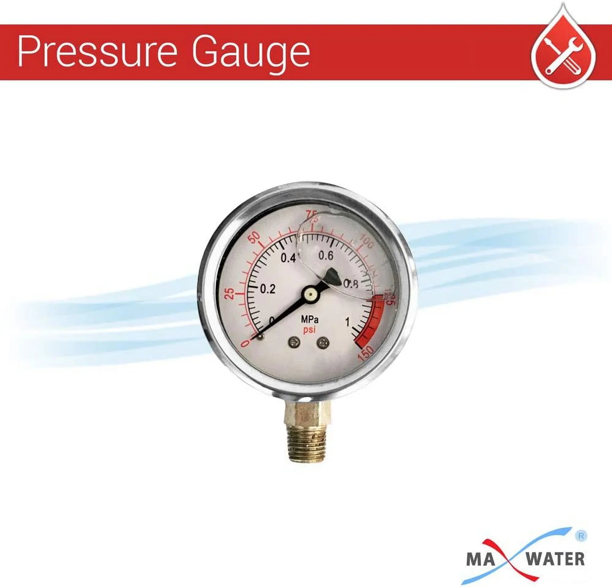 1 Pack 10" BB Blue Whole House System Filter Housing 1" NPT Brass Ports W/Pressure Release, Pressure Gauge, Wrench Bracket