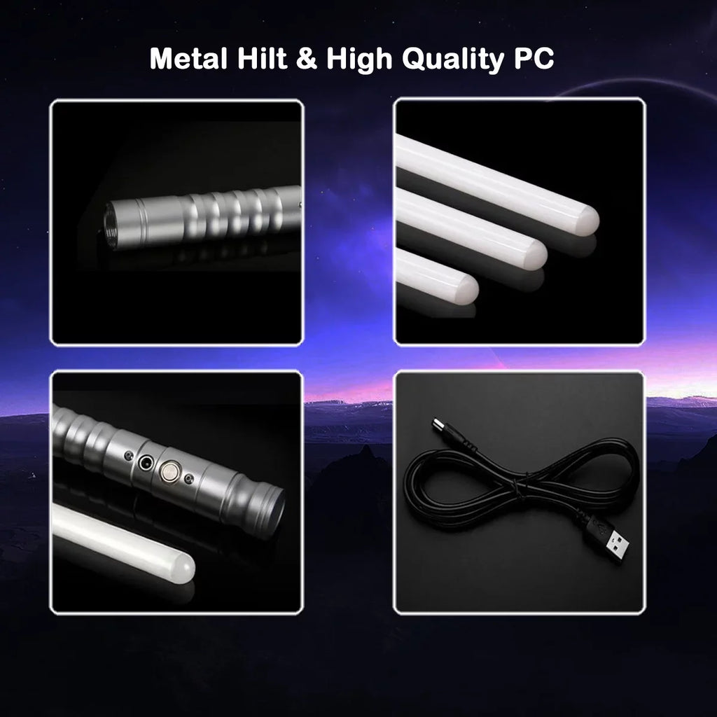 KBASE 7 Colors Change RGB Lightsaber Toy with Metal Hilt Sound Fonts Gift for Kids
