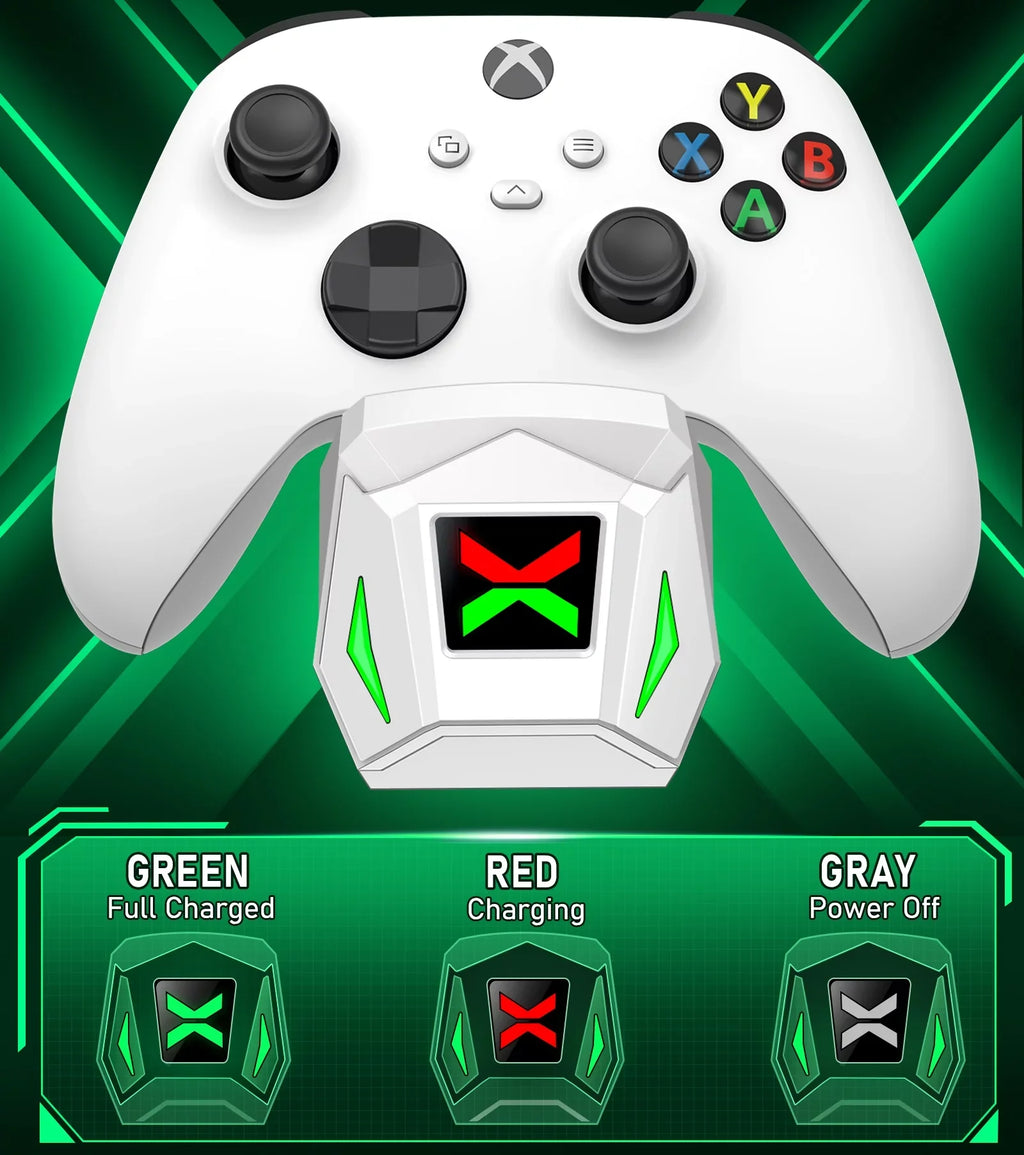 Xbox Controller Charger,Xbox Charging Station Dock with 2x2550mAh Rechargeable Battery Packs for Xbox One/Series X|S Controller Accessories-White
