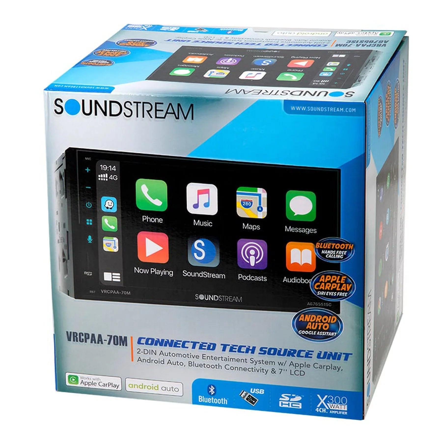 Soundstream VRCPAA-70M 7" Double DIN Bluetooth CarPlay & Android +Camera Black