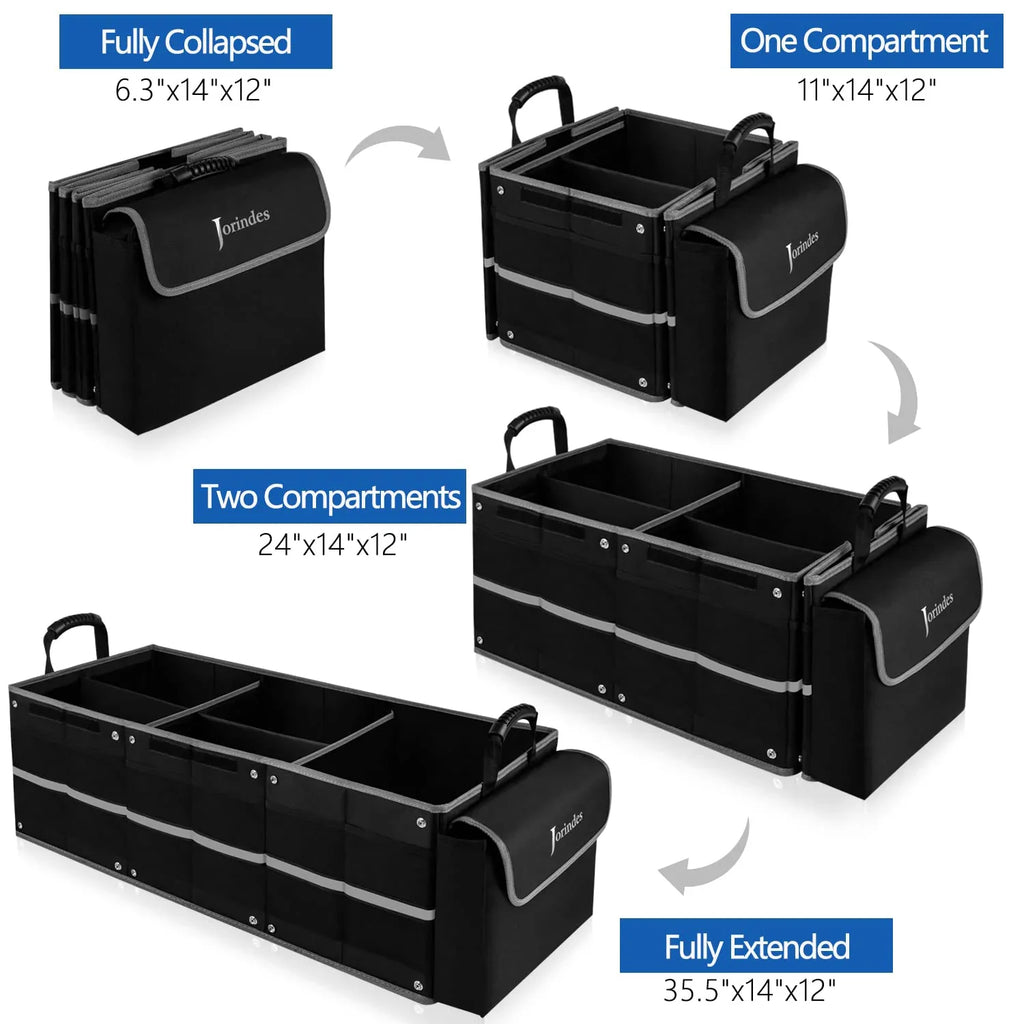 Trunk Organizer for Car with Insulated Leak proof Cooler Bag, Collapsible Liquid Car Organizer 3 Compartments Suitable for Vehicle Sedan, Suv, Truck,Van