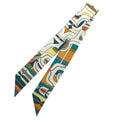 Pre-Owned HERMES Twilly Scarf Muffler White x Orange Blue 100% Silk Hermes (Good)