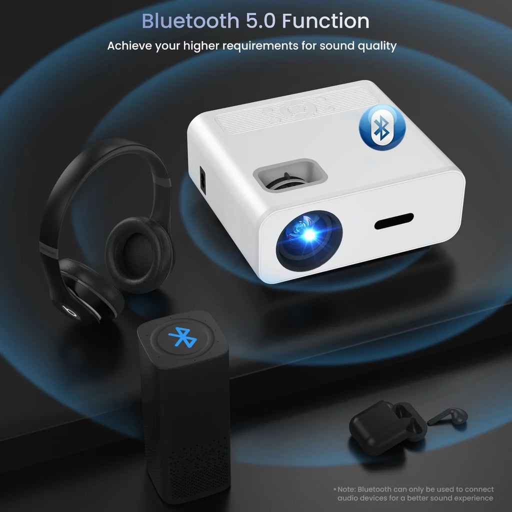 AUOSHI Projector with Wifi and Bluetooth, 4K Support 1080P Mini Projector , Video Projector For Home Theater , 12000LM Portable Outdoor Movie Projector 5G/2.4G