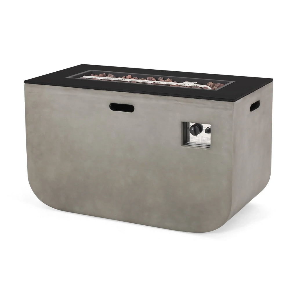Christopher Knight Home Adio Outdoor 50,000 BTU Modern 40-inch Rectangular Lightweight Concrete and Ceramic Fire Pit Table by