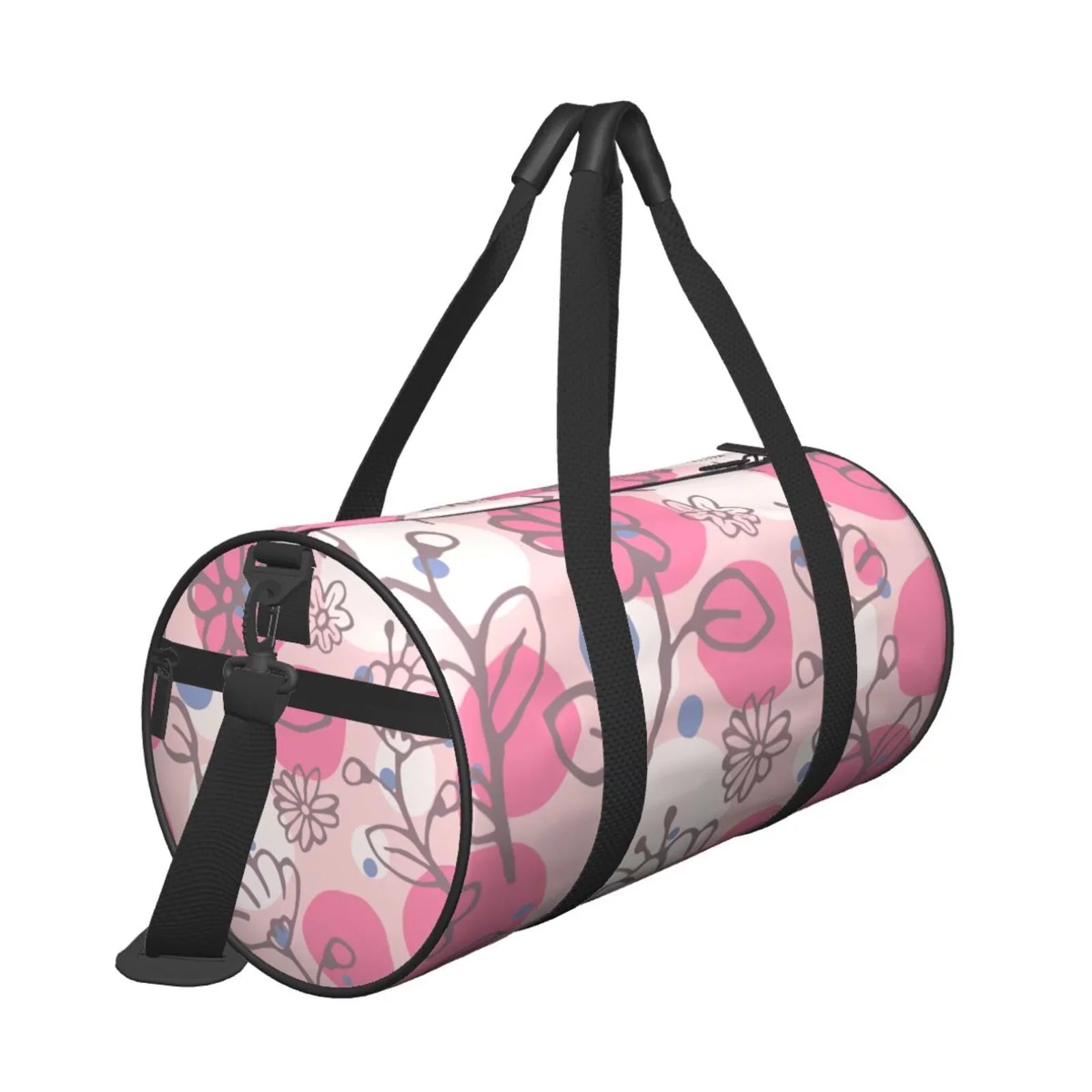 XMXT Unisex Large Sports Tote Gym Bag for Women, Flowers Floral Pink Stamp Weekenders Bags Travel Bag