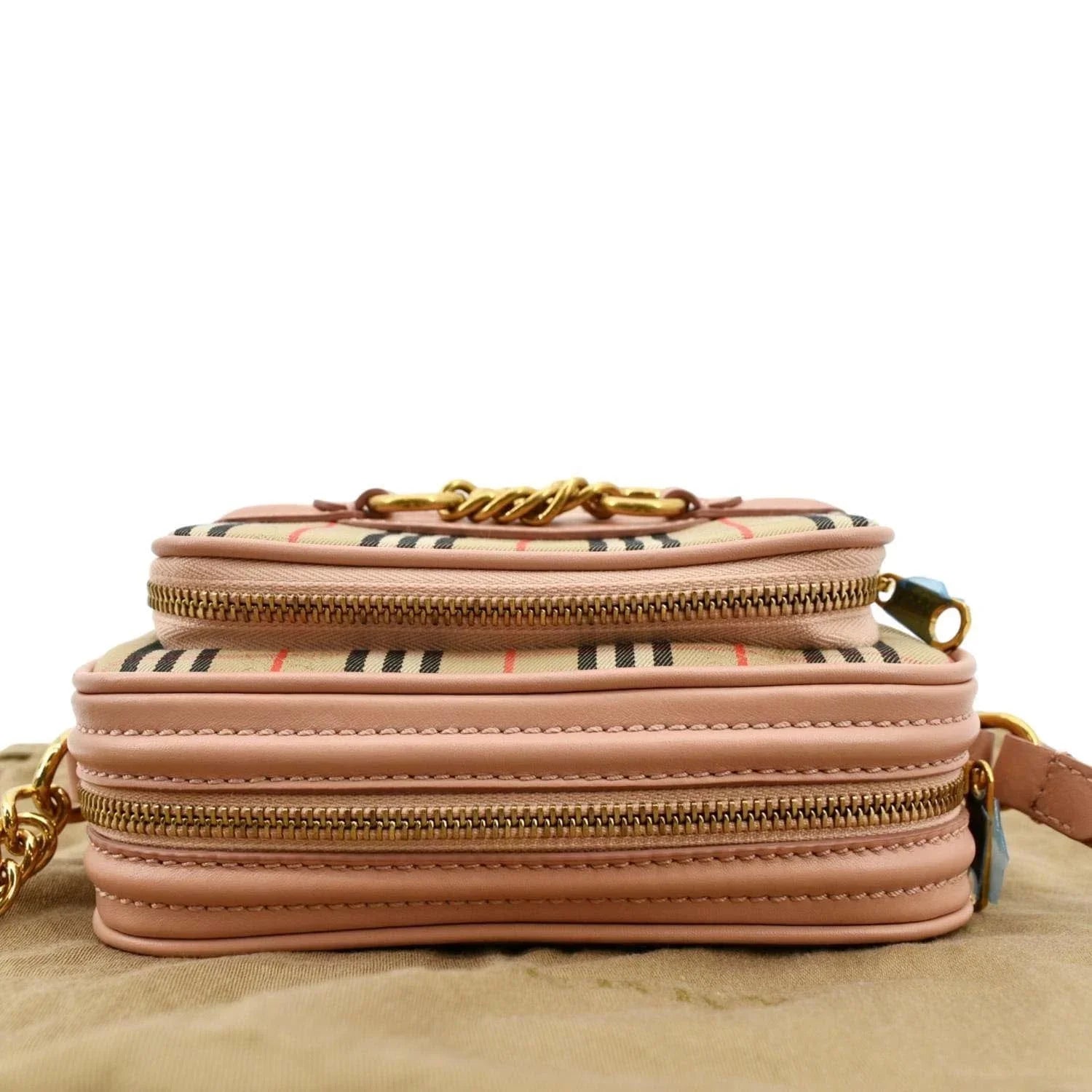Pre-owned BURBERRY 1983 Knight Check Link Crossbody Camera Bag Light Pink