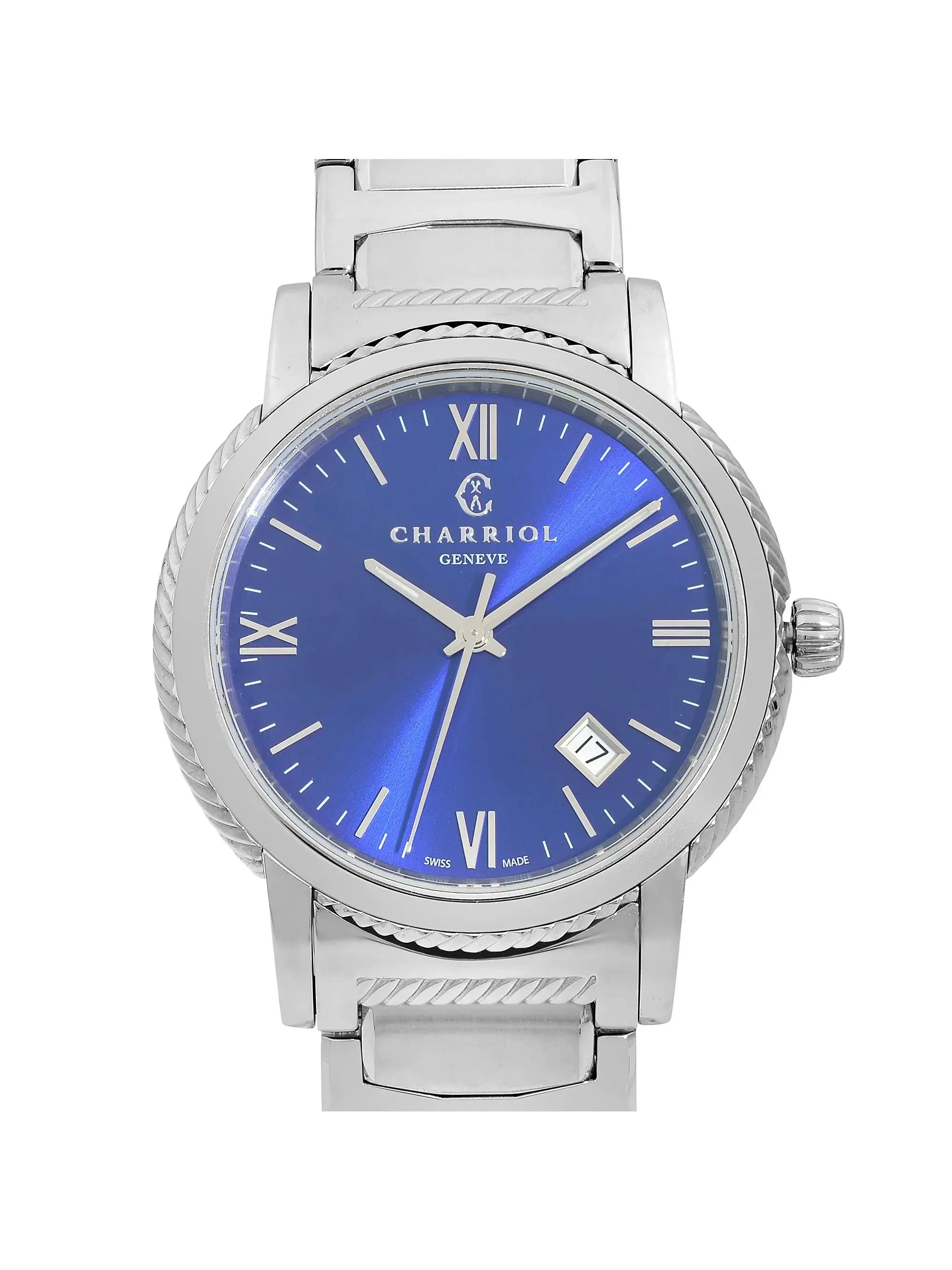 New Charriol Parisii 40mm Stainless Steel Blue Dial Quartz Watch P40S2.930.002