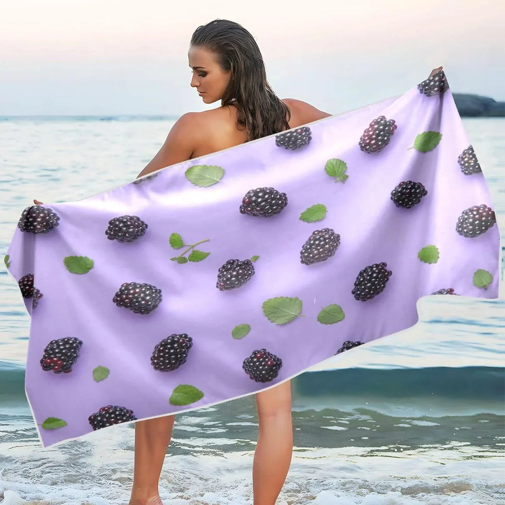 Bestwell BlackBerry Beach Towel - Lightweight Compact Oversized Travel Towels - Super Absorbent Quick Dry Towel for Swimming Camping Holiday（416）