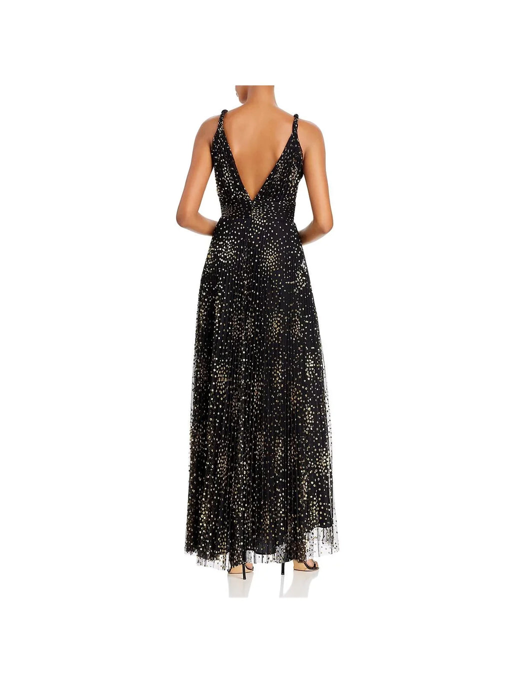 JILL Jill Stuart Womens Metallic Double V Midi Dress Black 2