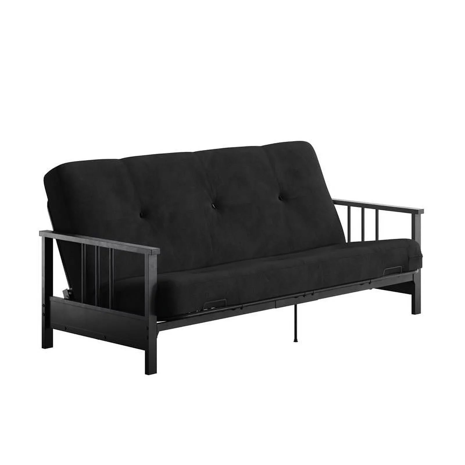 DHP Tallie Full Metal Arm Futon with 6" Thermobonded Black Microfiber Mattress