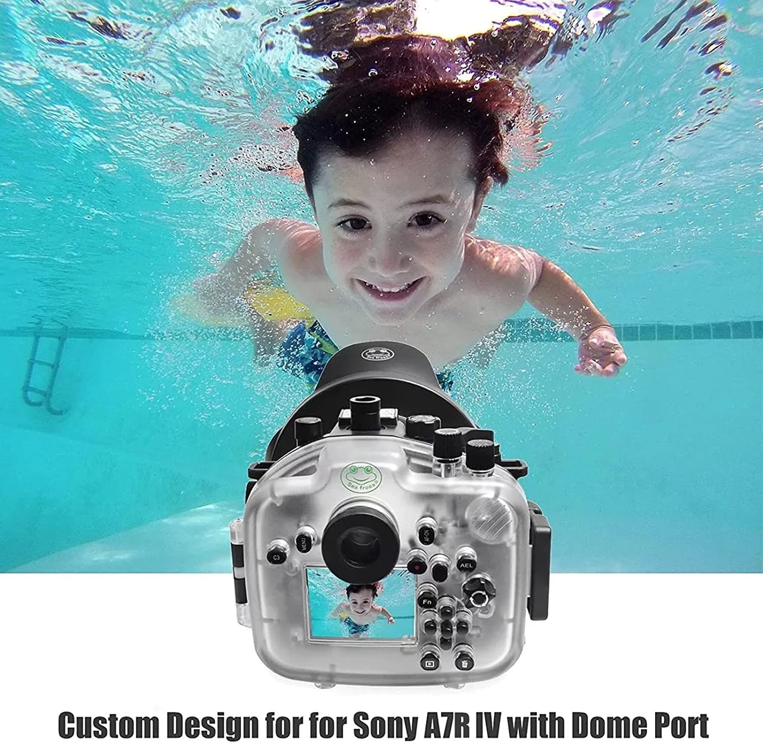 Seafrogs [40M/130FT] Liquid Housing Fluid Case w/ 6 Inch Dome Port Kit for A7R IV A7R4 ILCE-7R IV Compatible with FE 16-35mm F/4 28-70mm F3.5-5.6, 12-24mm F4 G Lens-Black