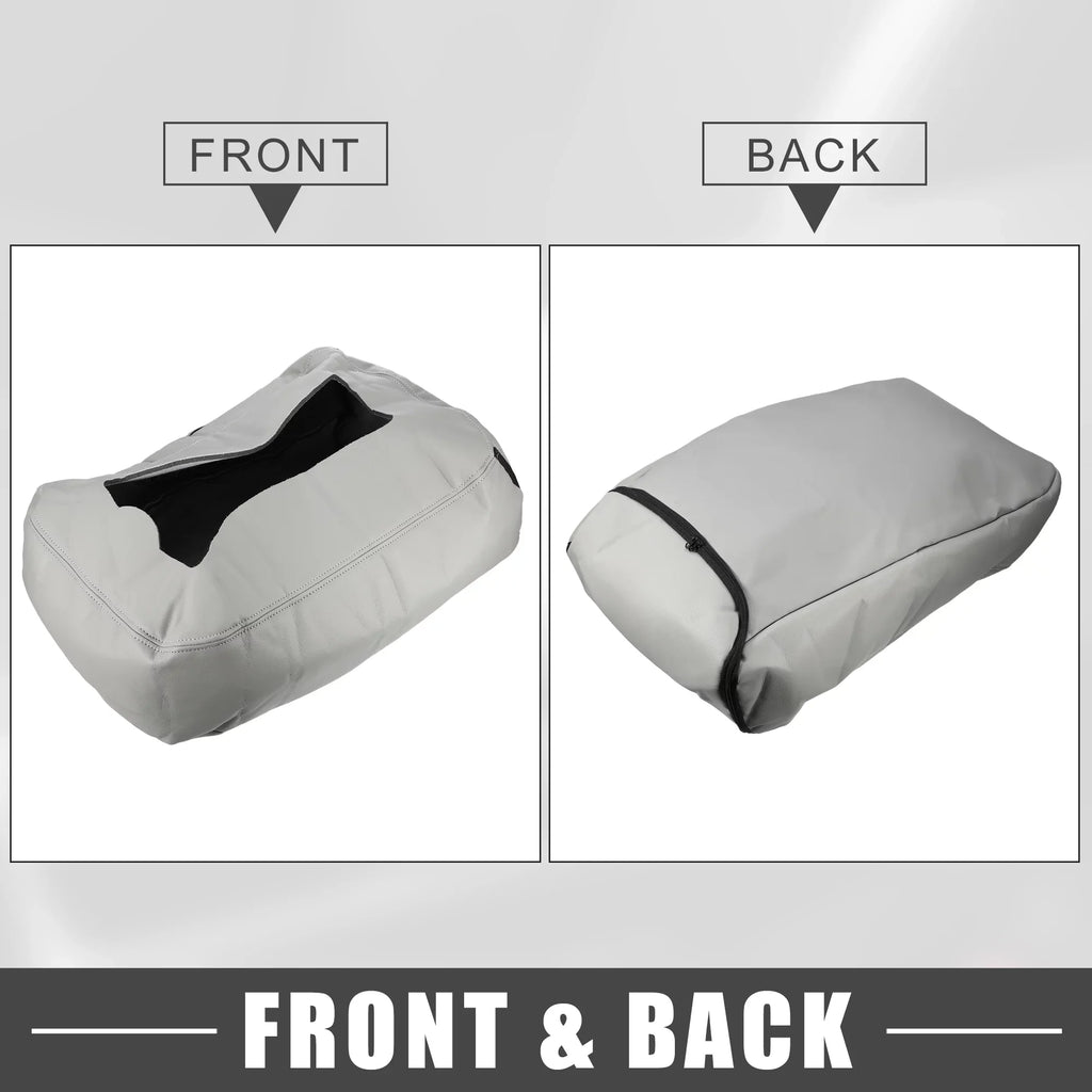 Center Console Cover Pad Fluid for Chevy Silverado 1500 1500HD 2007-2014 Faux Leather Gray