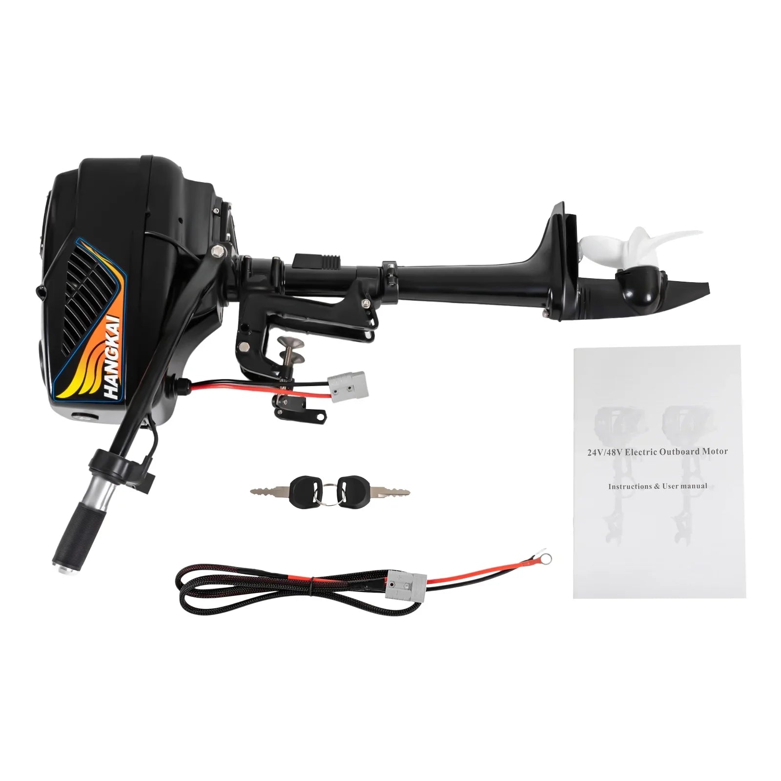 48V Electric Outboard Motor, 1200W Boat Engine Electric Start Marine Trolley Driver Brushless Motor Propeller