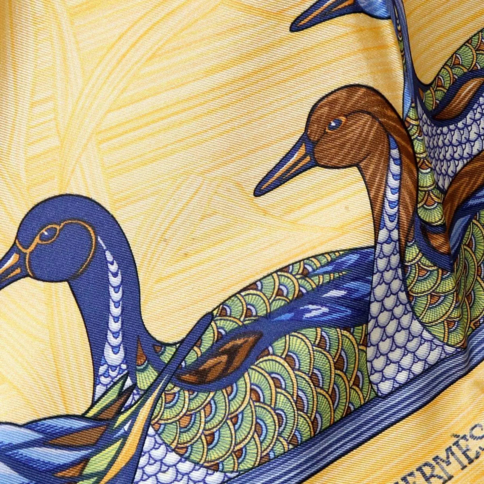 Pre-Owned HERMES / Hermes Carre 90 duck pond scarf 100% silk muffler (Good)