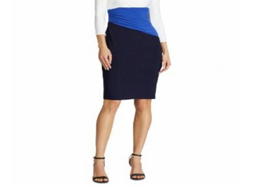 Ralph Lauren Women's Color Blocked Jersey Dress Blue Size 10