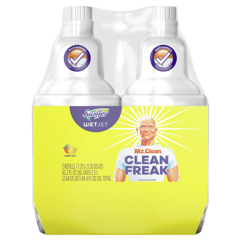 Swiffer WetJet Floor Cleaner Solution Refills, Lemon, 2 Ct