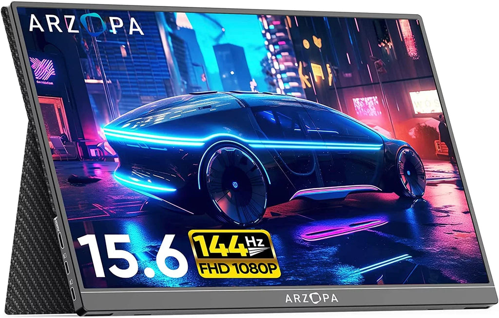 Arzopa 15.6'' 144Hz Portable Gaming Monitor, 1080P FHD USBC HDMI, External Second Display for Mobile pc PS5