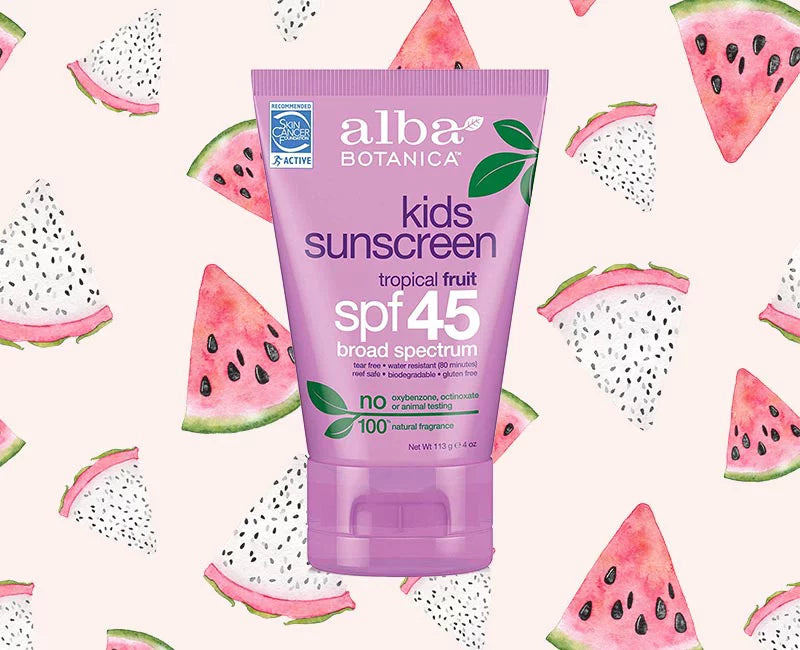 Alba Botanica, Kids Display Tropical Fruit, SPF 45, 4 oz(Pack of 3)