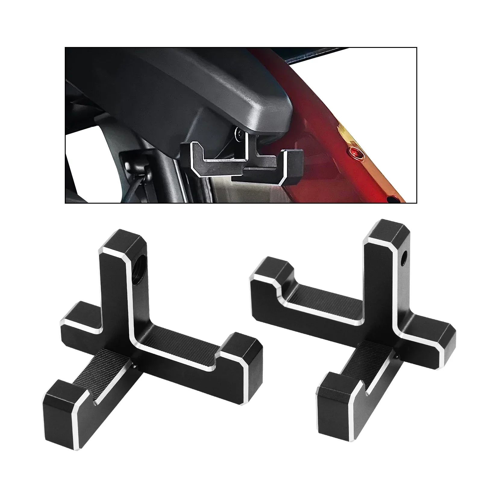 Dcenta Aluminum Trunk Grocery Bag Hooks Replacement for Bronco 2021-2023 2-Door 4-Door Black Interior Organizer (2pcs T+2pcs J Shape)